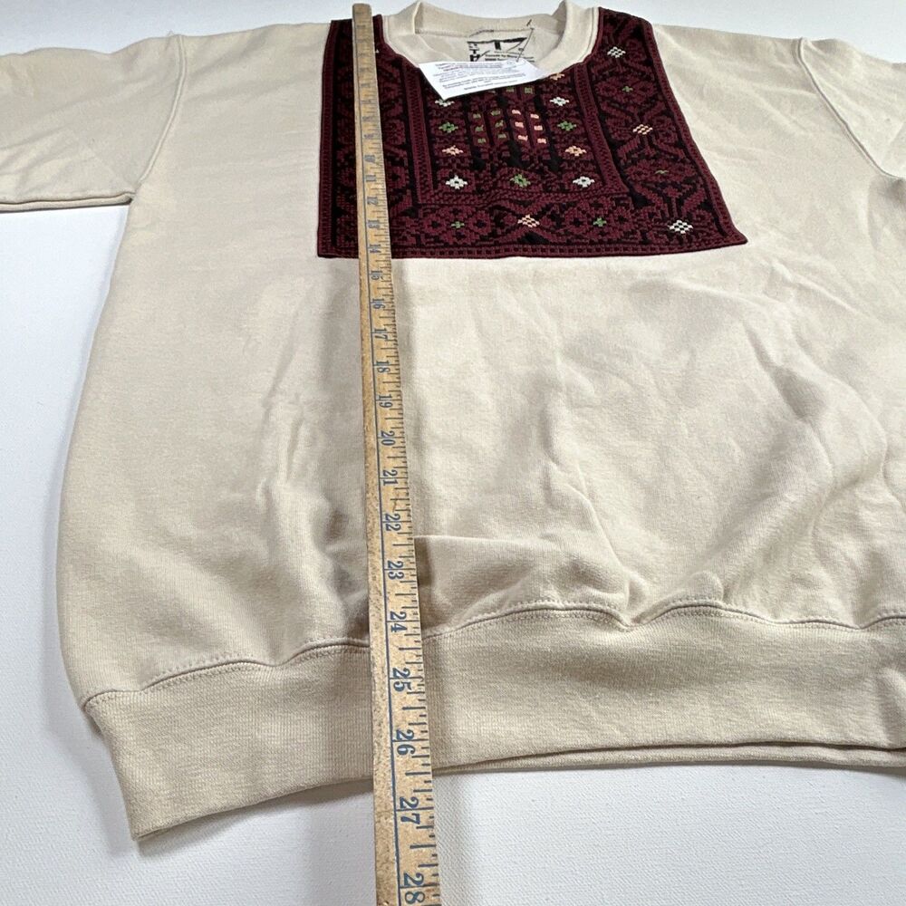 NWT Turath Palestinian Tatreez Embroidered Fleece Crewneck Pullover Sweatshirt S - Picture 7 of 8